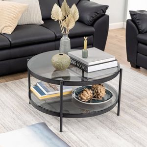 Sohome Ronde Glazen Salontafel Onelia - 75cm - zwart