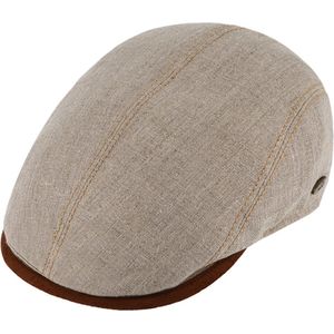 Flatcap linnen met contrasterende stiksels UV-bescherming 61cm