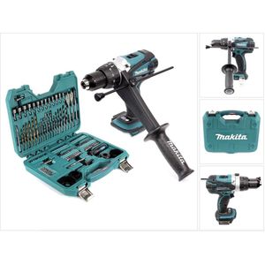 Makita DHP 458 Z accu klopboormachine 18 V 91 Nm + 101-delige boren & dopsleutelset