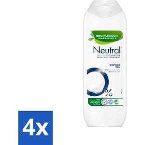 Neutral - Douchegel - Gevoelige Huid - 0% Kleurstof & Parfum - Met Plantaardige Glycerine - 250 ml - Voordeelverpakking - 4 stuks