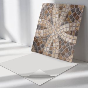 Wallfluent Vinyl Wandpaneel - Mozaïekpatroon in weefsel Wandpaneel PVC - 50 cm x 50 cm - Bruin Vinyl Wandpaneel - Set van 4 - Vierkant Wandbekleding Vinyl - Texturen Wandpaneel - Zelfklevend Wandpaneel - Wandpaneel Keuken en Badkamer