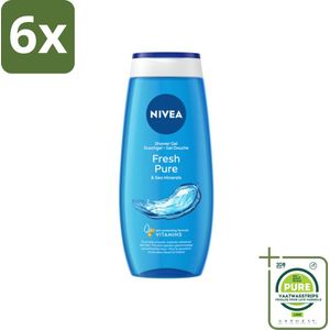 NIVEA - Douchegel - Frisse Puurheid - Verfrissende Huid - 250 ml - Voordeelverpakking - 6 stuks - NIVEA douchegel - Fresh Pure