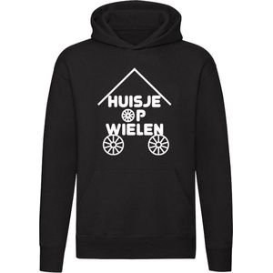 Huisje op wielen Hoodie - huis - tekening - woning - woonwagenkamp - kamper - tiny house - klein huisje - reizigers - avontuur - unisex - trui - sweater - capuchon