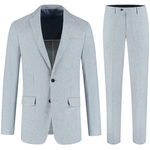 GENTS - Pak pied-de-poule linnen-katoen - Katoen - Blauw - Maat 56/3XL