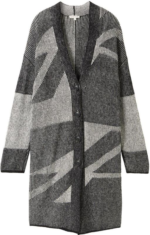 TOM TAILOR - 1044071 - Damesvest - Zwart - Gebreid met Knoopsluiting