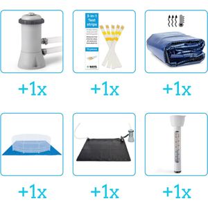 Accessoires voor Intex Easy Set Zwembad - 366x76 cm - Rond - Opblaasbaar - Intex - 28130NP - Zwembadfilterpomp - Testrips - Solarzeil - Grondzeil - Solar Mat - Thermometer