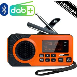 Draagbare NoodRadio -DAB+/ FM - Zonnepaneel - Bluetooth - 5200mAh - Powerbank - Zwengel - Kampeer-Radio - Solar