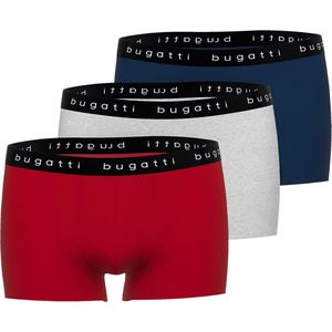 BUGATTI heren boxer normale lengte met gulp (1-pack) - donkerrood melange - Maat: XL