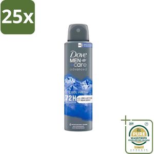 25 x Dove - Deodorant - Men Care Cool Fresh - Verfrissend en langdurige bescherming - 150 ml - Grootverpakking - Dove Men+Care Cool Fresh - Deodorant Spray - Anti-transpirant - Langdurige Bescherming - Frisheid