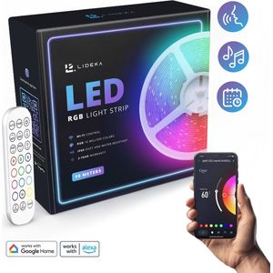 Lideka - LED-Strip - 10 Meter (2x5) - RGB -Verlichting - met Afstandsbediening - Led Lights - Led Light Strip - Licht strip