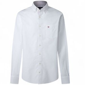 Hackett - HM3010513 - Oxford Overhemd - Multi Wit - Katoen - Lange Mouwen