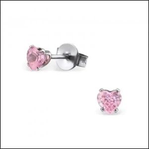 Aramat jewels ® - Stalen oorbellen zirkonia hart roze 4mm
