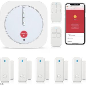 WiFi Alarmsysteem voor Thuisbeveiliging - Draadloze 9-delige Kit met APP Alerts, Deur/Raamsensoren, Afstandsbedieningen