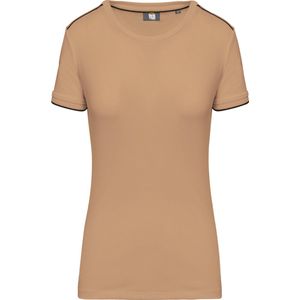 WK. Designed To Work Dames-t-shirt Day To Day korte mouwen WK3021 - Camel / Black - M