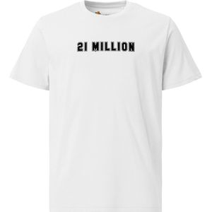 21 Million - Unisex - 100% Biologisch Katoen - Kleur Wit - Maat XL | Bitcoin cadeau| Crypto cadeau| Bitcoin T-shirt| Crypto T-shirt| Crypto Shirt| Bitcoin Shirt| Bitcoin Merch| Crypto Merch| Bitcoin Kleding