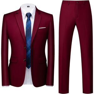 Allthemen Tweedelig Herenpak - Twee knoops Middenspleet Slim Fit - Zakelijke en Avondkleding - S