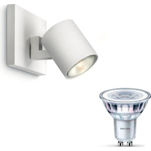 Philips Runner Opbouwspot (Wit) - Warmwit Licht - Wandspot of Plafondspot met 1 Lichtpunt - GU10 - Niet Dimbaar