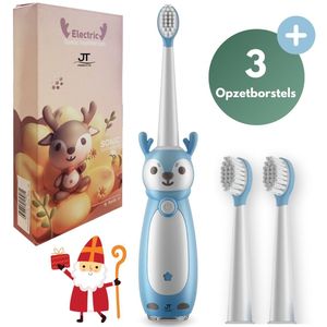 JT Products Sonische Elektrische Baby Tandenborstel Blauw – 1 t/m4 Jaar - Oplaadbaar - Met Timer - 3 Poetsstanden - Peuter - Kind - Waterdicht - Cadeau Baby - Elektrische Tandenborstel Kinderen - Kindertandenborstel - Electrische Tandenborstel