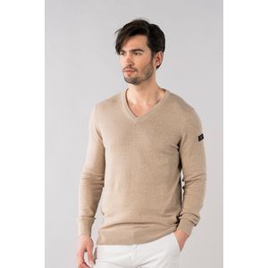 Presly and Sun Heren - V-neck knitted pullover - Al - Taupe - L