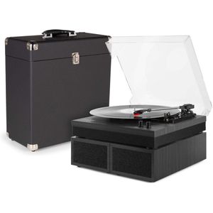 Retro platenspeler met platenkoffer - Fenton RP165B - Met Bluetooth en speakers - Zwart