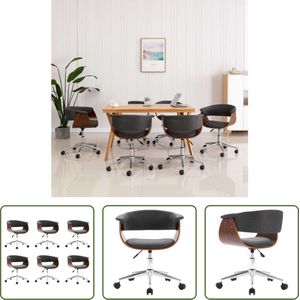 The Living Store Draaibare Eetkamerstoelen - Set van 6 - Grijs - 59.5 x 58 x (66 - 74) cm - Ergonomisch Design