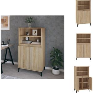 vidaXL Hoge kast - 60x36x110cm - sonoma eiken - bewerkt hout en metaal - Keukenkast