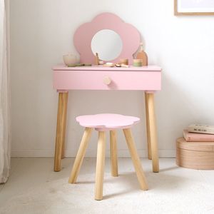Petite Amélie - Fleur - Houten Kaptafel - Roze - Inclusief Stoel en Spiegel