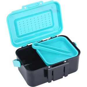 Visaas Houder Doos - Helder Blauw - Draagbaar - Plastic - Clip - Worm - Regenworm - Lokaas Opslag .