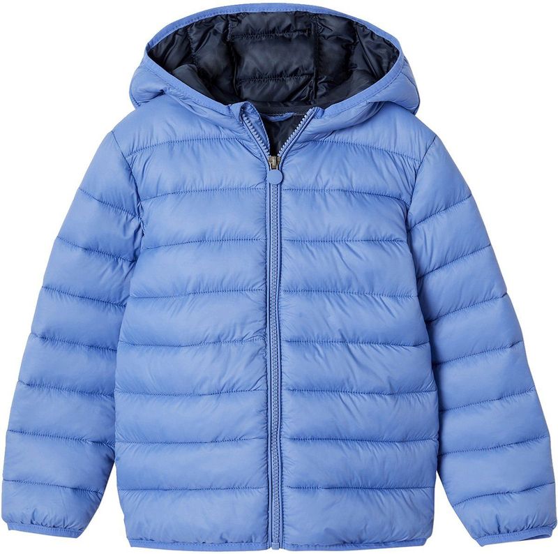 Lichte donsjas met capuchon jongen blauw