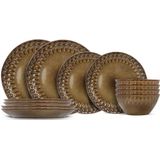 Cosy & Trendy - Serviesset Araki Hazel - 12-Delig - 4 Personen - 4 Dinerborden 4 Ontbijtborden en 4 Kommen
