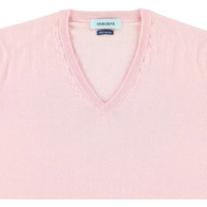 Osborne Knitwear Trui met V hals - Merino wol - Dames - Pink - XL