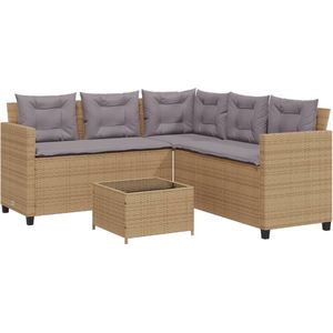 vidaXL-Tuinbank-met-tafel-en-kussens-L-vormig-poly-rattan-beige