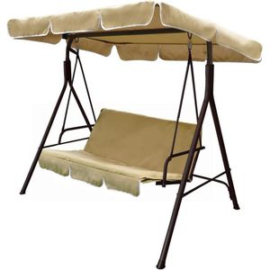 Schommelbank 3 person 3-zits strepenpatroon bruin staal 170 x 110 x 153 cm Sorrento. Schommelbank 3 person