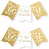 Paperdreams verjaardag vlaggenlijn 60 jaar - 2x - wit/goud - 600 cm