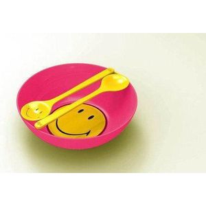 Zak!Designs Smiley Classic Serveerschaal - Inclusief Saladebestek - 28 cm - Raspberry