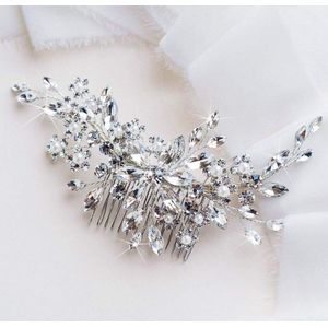 Bruidshaarkam met Strass Steentjes - Zilver - Legering