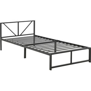 In And OutdoorMatch Metalen bed Skyla - Bedframe - Met bedbodem - Zwart - 90x200 - Staal - Modern design