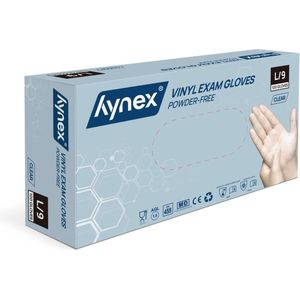 Hynex Vinyl Handschoenen maat L Poedervrij transparant/ wit 4,5gr MD - 100/box