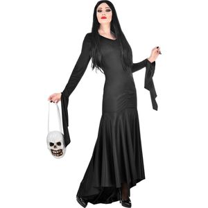 Widmann - Gotisch Kostuum - Lang Zwart Fladderend Morticia Addams Family - Vrouw - Zwart - Small - Halloween - Verkleedkleding