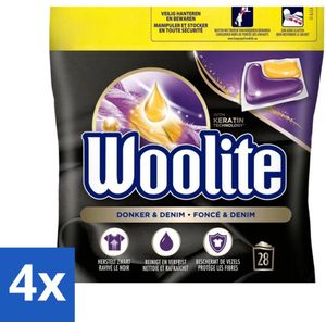 4 x Woolite Dark - Wasmiddelcapsules - Met Keratine - Donkere & Denim Was - 28 Wasbeurten - Wasmiddel Capsules - Donkere Kleding - Denim Kleding - Wasmiddel Voor Donkere Kleuren - Wasmiddel Met Keratine