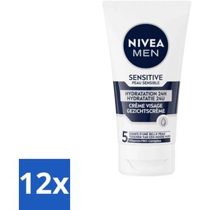 12 x NIVEA MEN - Sensitive - Dagcrème Gezicht - 75 ml -
