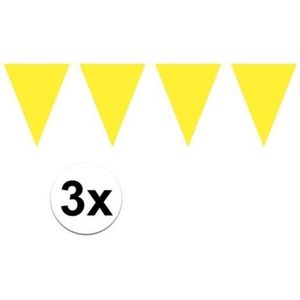 3x Mini vlaggenlijn / slinger - geel - 300 cm