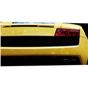 PVC Schuimplaat- Achterkant van Gele Sportauto - 100x50 cm Foto op PVC Schuimplaat