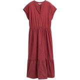 TOM TAILOR - Solid Volants Jurk - Lang - Mouwloos - Synthetisch - Gestreept