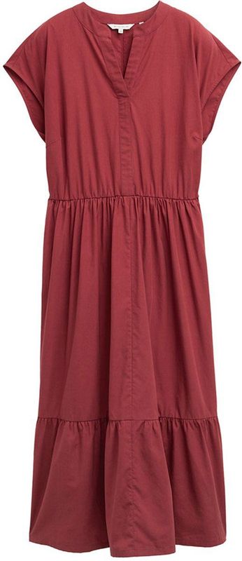 TOM TAILOR - Solid Volants Jurk - Lang - Mouwloos - Synthetisch - Gestreept