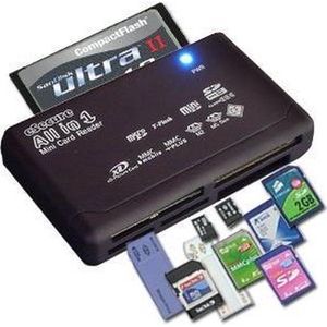 All-in-1 USB 2.0 Cardreader I Geheugenkaartlezer I CF/TF/MS/M2 I Micro SD I SD I Zwart