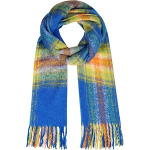 Blauwe Multi gekleurde Wintersjaal Plaid - Dikke Warme Sjaals - Gekleurde Gestreepte print -