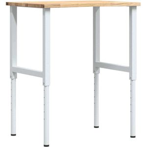 vidaXL Werkbank 80x60x(71,5-98) cm massief eikenhout - Werkbank - Werkbanken - Werktafel - Werktafeltje