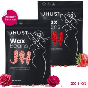 JHust® Wax Beans 2KG Rose + Strawberry - Wax Parels - Wax Bonen - Wax Korrels - Waxparels - Harskorrels - Hars korrels - Wax ontharen - Wax Pearls - Hars bonen - Hard Wax Beans - Wax - Wax Parels - Hars parels - Kerstcadeau voor vrouwen