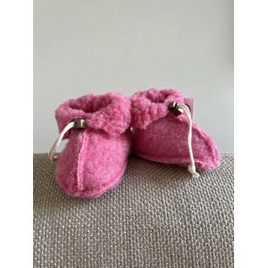 Noordiq - Merino Wollen Babysloffen - Roze - Maat S / 0-6 maanden